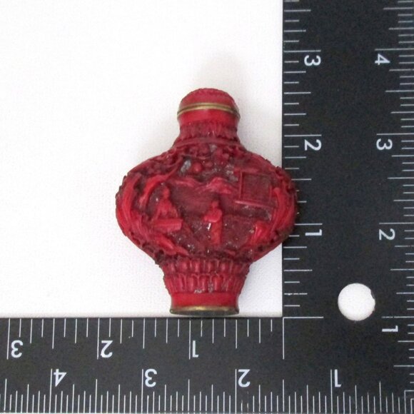 Vintage 3 Chinese Resin Small Snuff Bottles Lot Orange Red -Small Flaws- - Picture 5 of 12